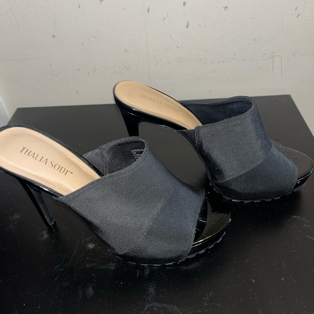 Thalia Sodi Black Satin Heels